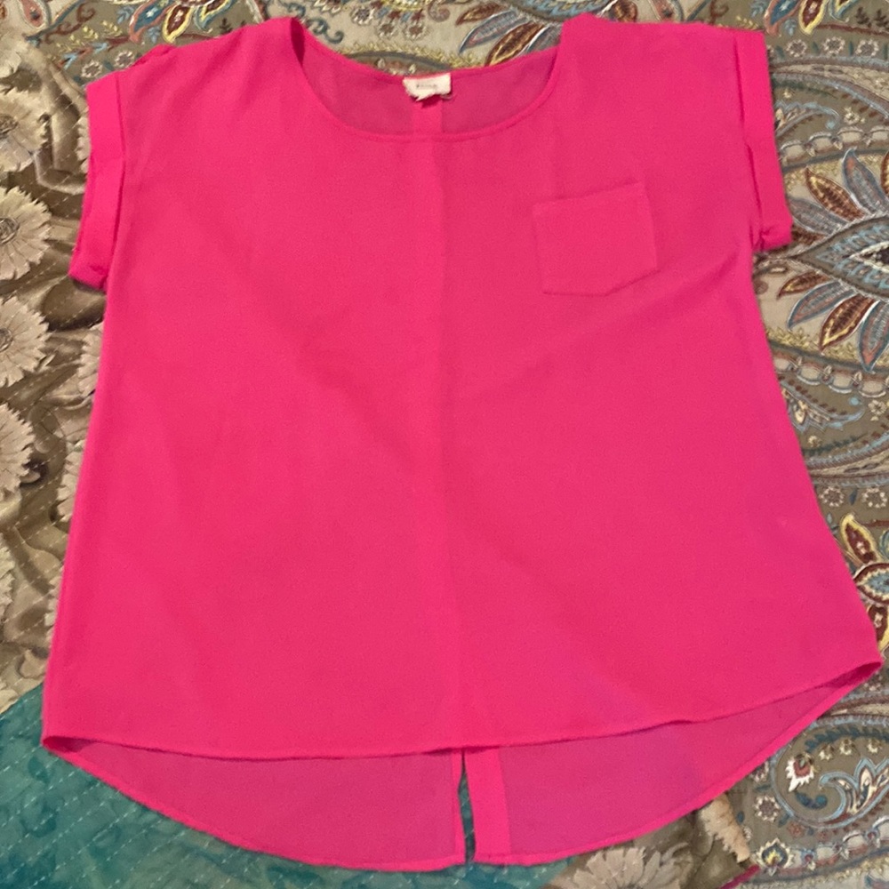 Hot Pink Tunic Top with Gold Button Up Back, Size 2X
